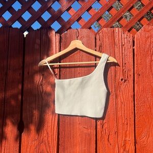 Babaton Sculpt Knit One-Shoulder Cropped TankSize S